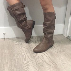 Brown Faux Leather Boots